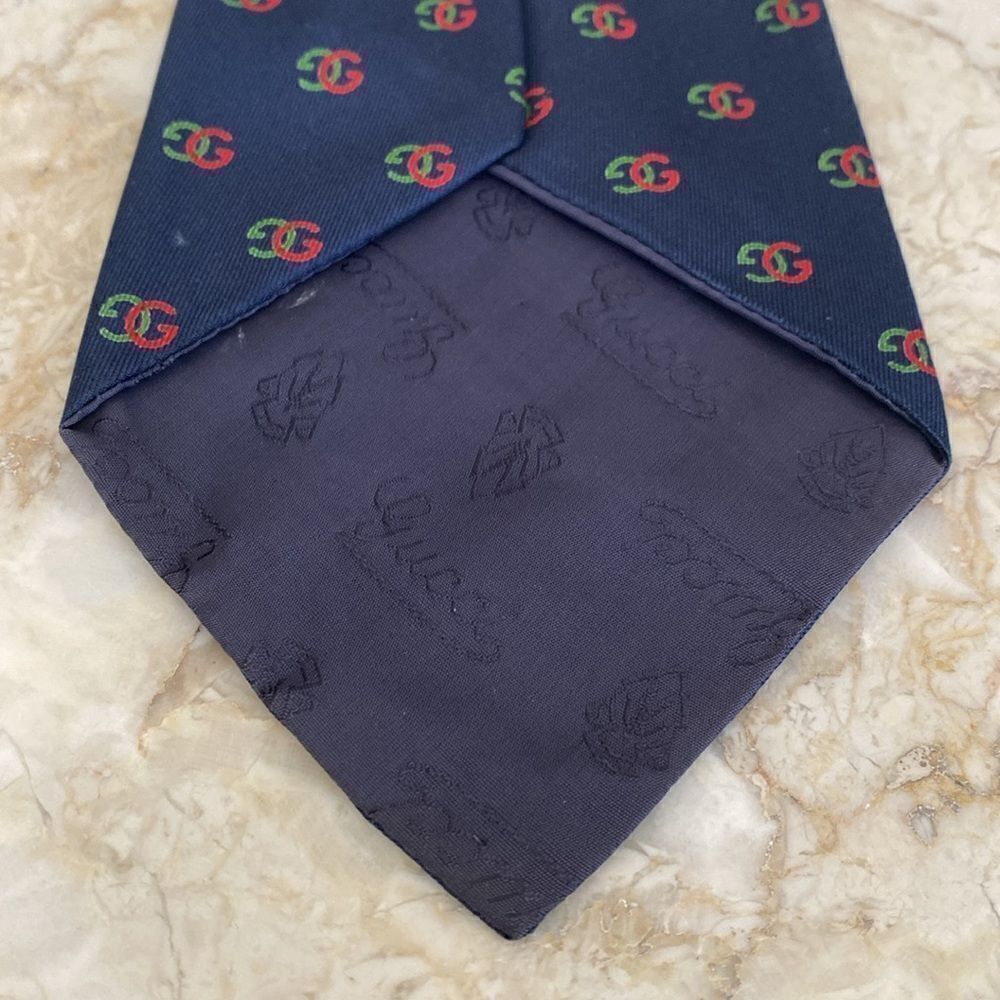 Gucci 100% Silk GG Red & Green Monogram Tie - Picture 7 of 10